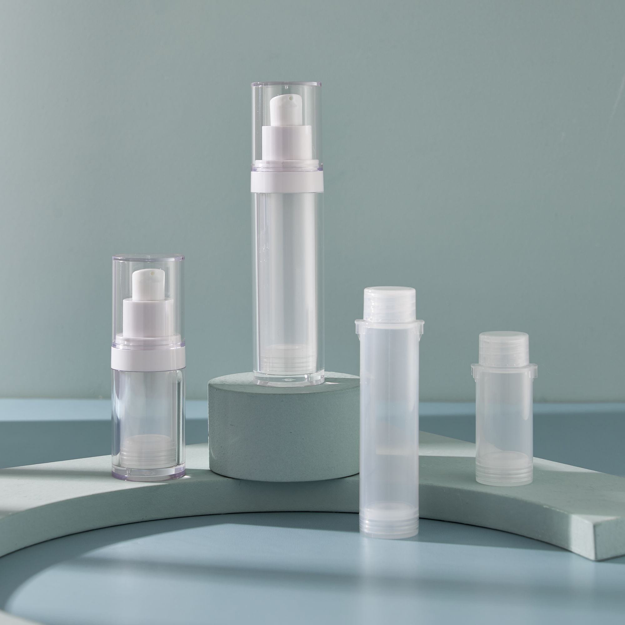 Eco-friendly alternative plastic airless bottle 15ml 30ml cream serum empty container