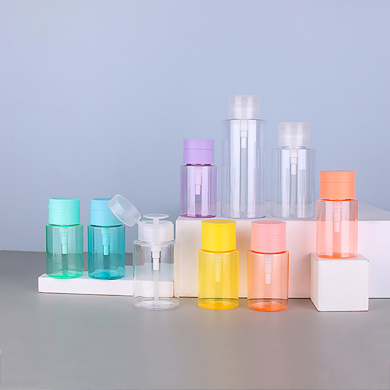 OEM Best Mini Plastic Jars Exporter –  Push Down Empty Lockable Pump Dispenser Bottle for Makeup Remover – Leishuo