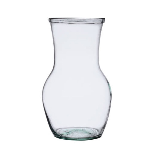 Large transparent glass vase, on white background