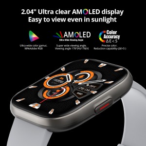 P68 Smartwatch 2.04″ AMOLED Display 100 Sports Modes Asehoy foana ny Smart Watch