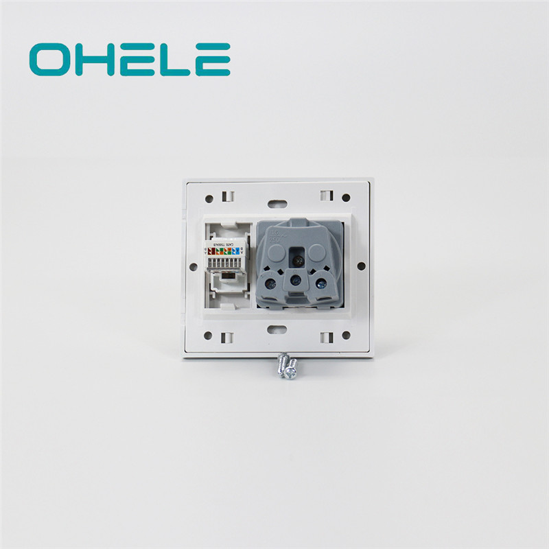 2020 High quality White Usb Plug Sockets - 1 Gang German(EU) Socket+1 Gang Computer Port – Ohom