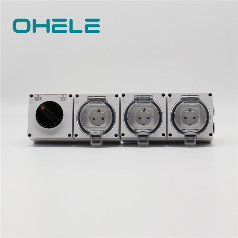 Male Hose Nipple Multi Plug Socket With Switch - 1 Gang Switch + 3 Gang German(EU) Socket – Ohom