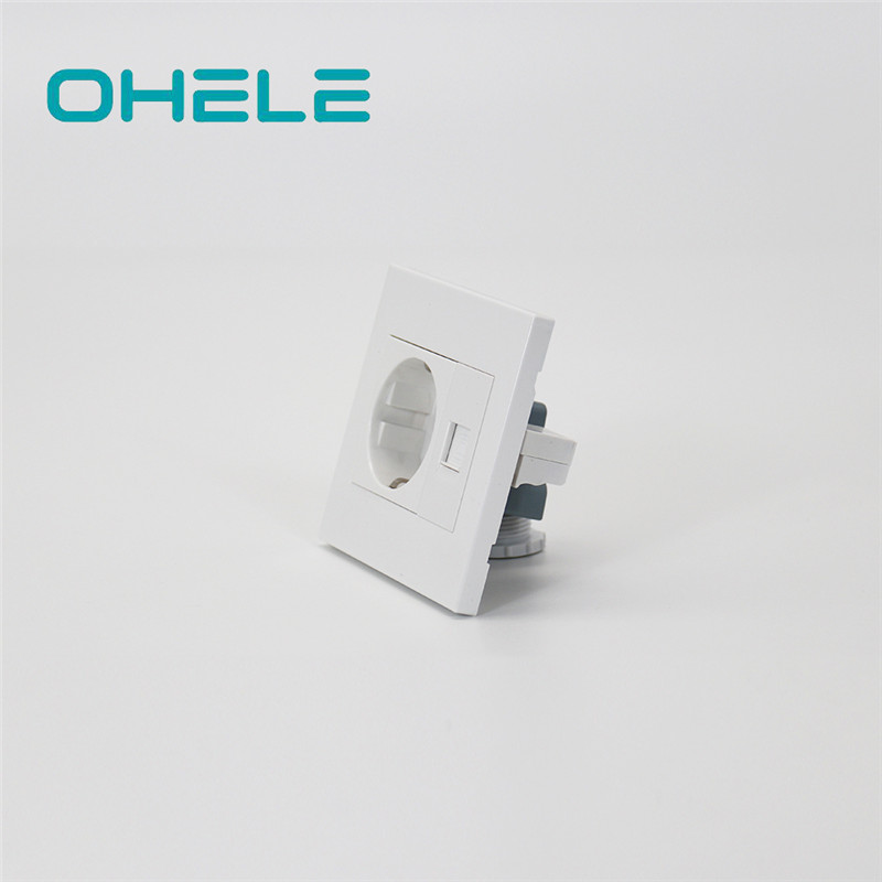 Discount Price Wall Outlet With Usb Ports - 1 Gang German(EU) Socket+1 Gang Telephone Port – Ohom