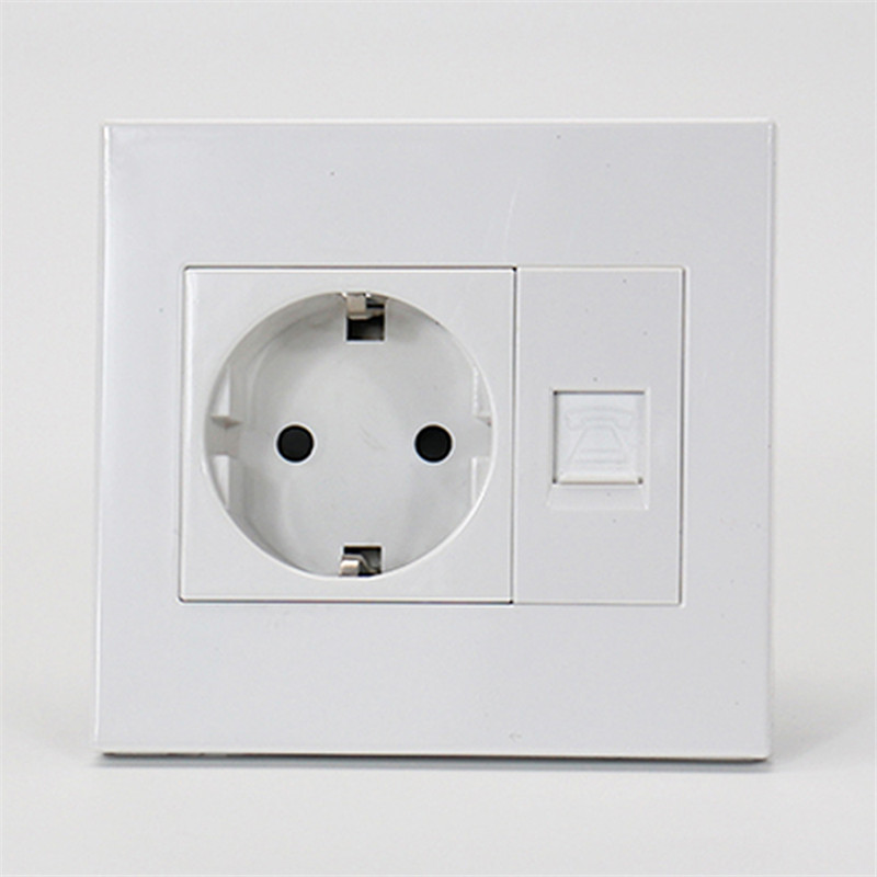 Rapid Delivery for Wall Mount Power Outlet - 1 Gang German(EU) Socket+1 Gang Telephone Port – Ohom
