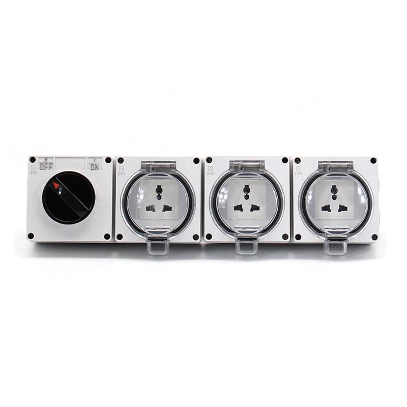 Multi-function IP66 weatherproof wall socket and switch for outdoor