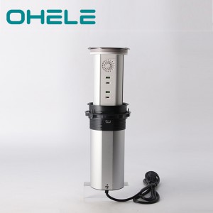 Office Conference waterproof socket Table Worktop Recessed Motorized Kitchen Pop Up  Socket with Wireless Charger
