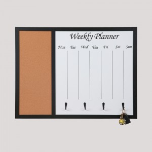 Combo board weekly planner and cork message board with key hangers