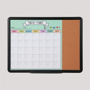 Combination board Dry erase monthly planner with cork board