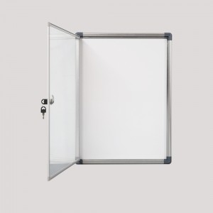 Tamperproof lockable whiteboard with acrylic door