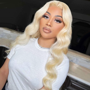 Blonde Brazilian 613 Body Wave Lace Front Human Hair Wigs for Black Women 28 Inches