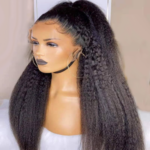 wholesale Kinky Straight Wig 13X4 Lace Front Human Hair Wig Pre Plucked with Baby Hair 