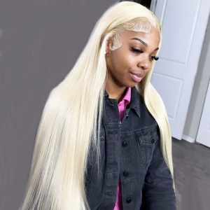 150% density straight 613 blonde hair wigs 13×4 transparent lace front wig