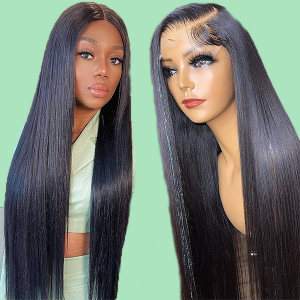 Straight Brazilian Virgin Human Hair Wigs 150% Density Pre Plucked with Baby Hair Natural Color 26″