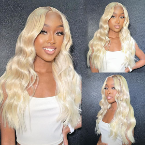 Blonde Brazilian 613 Body Wave Lace Front Human Hair Wigs for Black Women 28 Inches