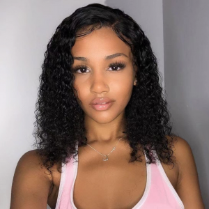 Curly Bob Wigs for Black Women Pre Plucked Wet and Wavy Human Hair