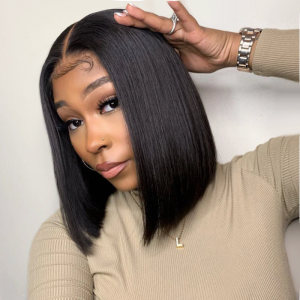 Straight Bob Lace Frontal Wig Human Hair for Black Women