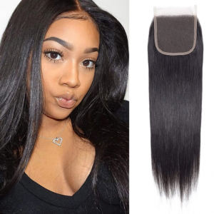 Straight 4×4 HD Lace Closure Human Hair Pre Plucked with Baby Hair