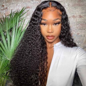 Wholesale Kinky Curly Hair Bundles Suppliers –  Transparent Glueless HD Human Hair Lace Front Wigs  – OKE