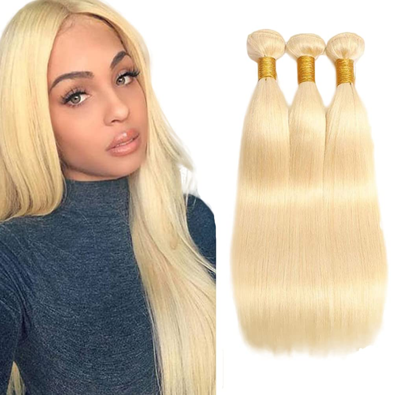 Wholesale Kinky Curly Weave –  Straight 613 Human Hair Bundles Unprocessed Double Weft Extension  – OKE