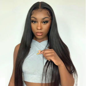 Full Lace Wig Straight Brazilian Human Hair Natural Color 180% Density