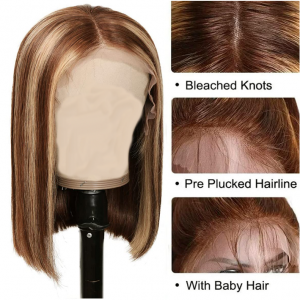100% Original Angelbella 100% Best Remy Hair Highlight Human Hair Bob Wigs for Black Women