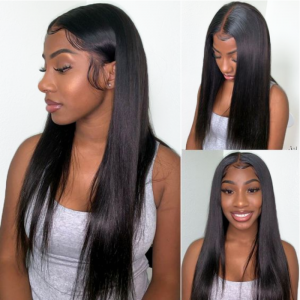 13×4 Full Frontal Lace Wigs Human Hair Pre Plucked with Baby Hair Bleached Knots Brazilian Straight