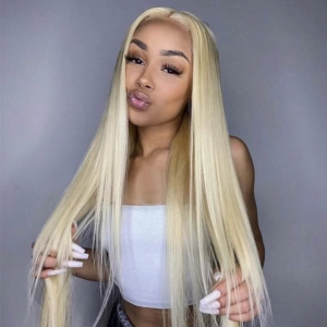 China Raw Cambodian Hair Bundles Manufacturer –  Straight 613 Blonde Transparent Lace Wigs Pre Plucked with Baby Hair   – OKE