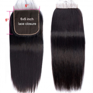 Straight 5X5 HD Lace Closure Human Hair Pre Plucked Bleached Knots
