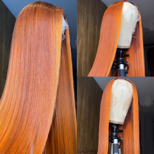 Straight Orange Ginger HD Lace Front Wigs Invisible Lace 180% Density