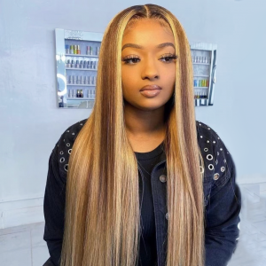 Straight 12A Highlight P4/27 Colored 13×4 Lace Virgin Hair Wigs