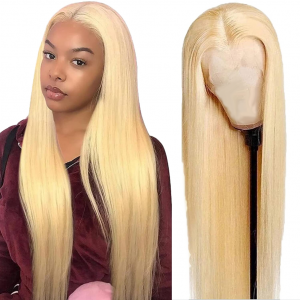 4×4 Lace Closure 613 Blonde Wigs Straight Hair for Black Women