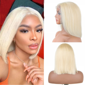 Straight 613 Blonde Bob Wig Pre Plucked Bleached Knots Short Bob Wigs