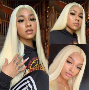 2019 Latest Design Transparent Virgin Swiss Lace Frontal Preplucked Blonde Deep Curly Wig