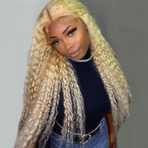 Deep Wave 613 Blonde Lace Front Wig Brazilian Human Hair
