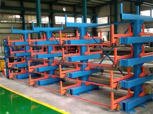 Manual roll-out heavy duty double side cantilever rack
