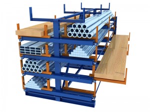 Heavy duty electrical movable roll-out cantilever racking