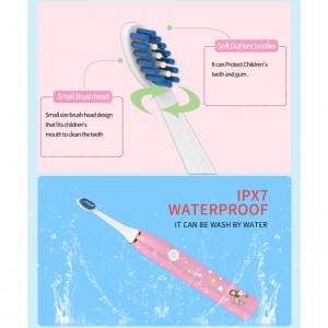 Children’s electric toothbrush Fully automatic waterproof rechargeable six-gear soft hair cartoon acoustic wave electric toothbrush