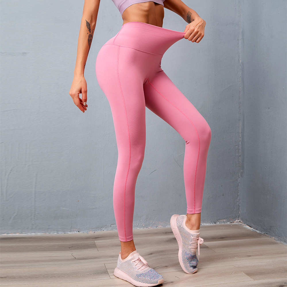 Gyouwnll Women Printing High Waist Stretch Strethcy Fitness Leggings Yoga  Pants(Pink L) 