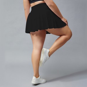 Women plus size high rise fitness quick dry running oversized pleated tennis skirts with shorts