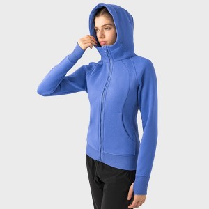 Women winter warm hooded sports coat cotton running hoodies training fitness outdoor jacket