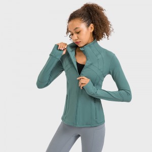 Women autumn winter yoga sports coat nylon spandex zip running fitness long sleeve gym jacket
