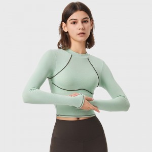 OEM China Yoga Crop Tops Slim Fit Long Sleeve Workout Shirts for Women