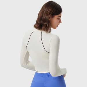 OEM China Yoga Crop Tops Slim Fit Long Sleeve Workout Shirts for Women