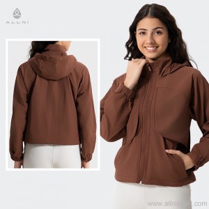 Custom women woven waterproof windproof SBS zip breathable hooded outdoor softshell jacket