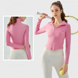 2019 New Style Custom Logo Cotton Long Sleeve Zip-up Crop Jacket