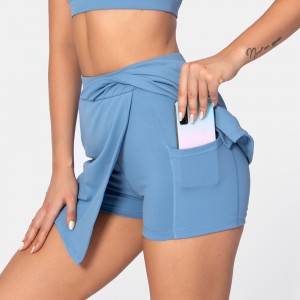 Womens yoga skirt fitness shorts split sports skirts with phone pockets