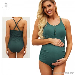 Custom women pregnant adjustable straps button 1 pcs swimsuit | OMI Swimwear Manufacturer