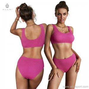 Custom women u neck swimsuit bathing suits high cut swim bikini sets | OMI Swimwear Supplier