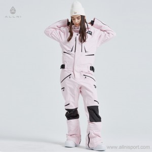 Women outdoor one piece ski suit windproof coat snowboarding durable jacket outerwear