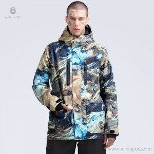 Men’s snow coat ski hooded jacket windproof snowboard waterproof printed outdoor skiwear
